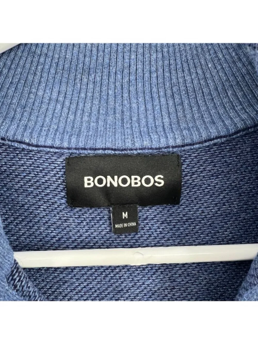 Bonobos Cotton Cashmere Blend Blue Quarter Zip Sweater Men's Medium